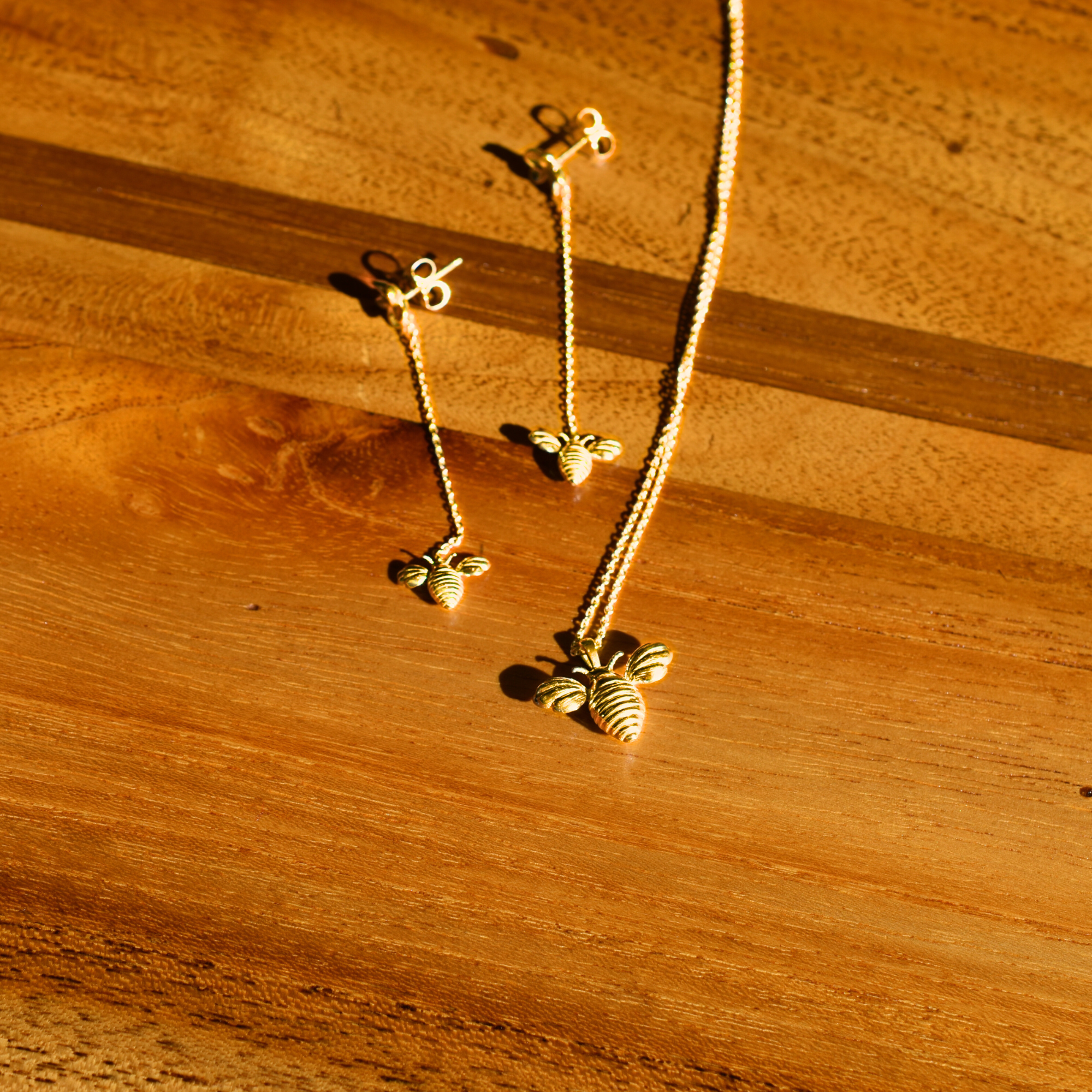 Queenie Plumeria Bee Drop Earrings 11mm | Ethical 18K Recycled Gold Jewelry
